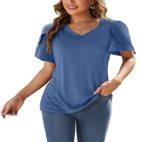 Ženska majica s kratkim rukavima s kratkim rukavima, majica s kratkim rukavima, široka majica, modna casual bluza, bluza od tunike,