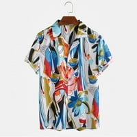 Muške havajske majice kratkih rukava, Ležerne, cvjetni, blokirani u boji, funk, havajske majice na Plaži, Bluza