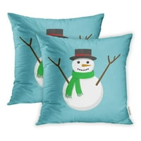 Šareni Božićni smiješni snjegović na plavoj grafičkoj snježnoj Jastučnici set jastučnica od 2 komada