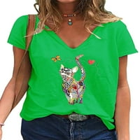Ženska majica kratkih rukava s printom mačaka ženska ležerna modna bluza majice