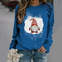 Božićni pulover dukserica ženska ležerna bluza slatke majice s grafičkim printom božićnog Gnoma džemperi s dugim rukavima