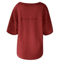 HHei_K Ženska moda monotono majica s V-izrez i kratkih rukava, besplatne majice, ljetne majice za žene