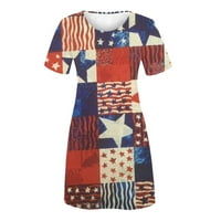 Rasprodaja odjeće Ženska ljetna ležerna haljina kratkih rukava labavog kroja domoljubna haljina s majicom s printom američke zastave