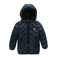 Zimska jakna za dječake od 2 do 6 godina, jednobojni ležerni donji kaput s kapuljačom s dugim rukavima, pamučna podstavljena gornja