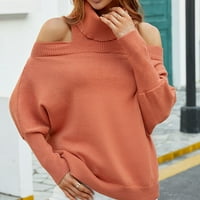 Ženska dolčevita dugih rukava džemperi s ramena ležerni jednobojni mekani udobni puloveri džemperi za zimu