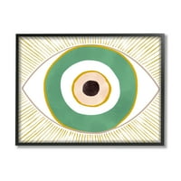 Zeleni moderni simbol zlog oka apstraktno slikarstvo umjetnički tisak u crnom okviru zidna umjetnost