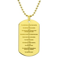Deset zapovijedi s engleskim graviranjem, biblijski žeton, ogrlica od nehrđajućeg čelika od 18k zlata s lancem od 24