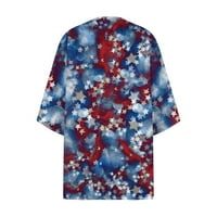 Ženske ljetne majice s printom za Dan neovisnosti, široke šifonske bluze s kratkim rukavima, Ležerne bluze s pelerinom