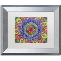 Zaštitni znak likovna umjetnost Mardi Gras Mandala Canvas Art by Hello Angel, White Matte, Silver Frame