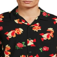 Muška majica s cvjetnim printom na prednjoj strani s gumbima u veličini od 3 inča