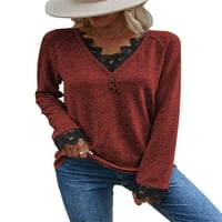Ženska majica s pletenim gumbima U donjem rublju široka ležerna odjeća Gornji dijelovi radni pulover s vezenom čipkom tunika bluza