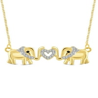 Jewelersclub Crno-bijeli dijamantni naglasak 14KT Zlatni slon privjesak, 18