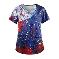 Ženske majice s personaliziranim printom, majice kratkih rukava s izrezom u obliku slova u, radne majice u tamnoplavoj boji