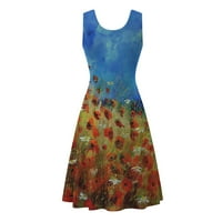 Ženska haljina od špageta, ženske Ležerne haljine bez rukava, ljetna haljina s okruglim vratom s cvjetnim printom na Plaži, Rasprodaja