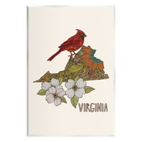 Stupell Industries Virginia kardinal ptica zamršeni dogwood cvjetni uzorak grafička umjetnost neradana umjetnička print art art,