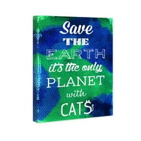 Wynwood Studio tipografija i citati zidne umjetničke platnene otiske 'CAT Planet' smiješne citate i izreke - zelena, plava