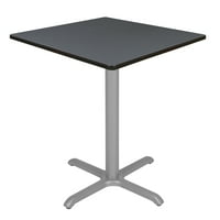 Visok kvadratni stol s bazom u obliku slova 36 inča - siva