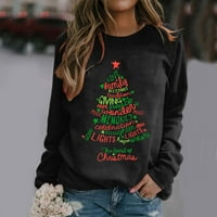 Ženska majica s božićnim printom, ugrađeni pulover s okruglim vratom, majice, Ležerne košulje dugih rukava, široka bluza, prevelika