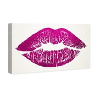Avenue Avenue Moda i glam zidne umjetničke platnene usne 'solid poljubac ružičasta' - ljubičasta, bijela