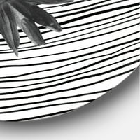 DesignArt 'Crno -bijela prugana pod tropskom lišću II' Moderni krug metal zida - disk od 23 godine