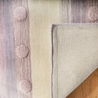 Ručno tkani vuneni tepih od Bjelokosti svijetloljubičaste 5 ' 5 'okrugle pruge u točkicama i 5' okrugle pruge u zatvorenom prostoru