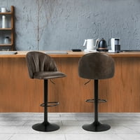 Dizajnerska grupa set od 2 barske stolice s okretnom visinom brojača, Podesiva kuhinjska otočna stolica, pepeljasto smeđa