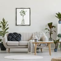 Eukaliptus biljke vaze botanička i cvjetna grafička umjetnost sjaj siva uokvirena umjetnička print zidna umjetnost