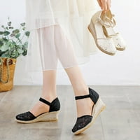 Ženske cipele; ženske ljetne cipele sa šljokicama; neklizajuća mrežasta elastika na klin; prozračne sandale na plaži s otvorenim