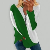Jesenska ženska modna ležerna majica s okruglim vratom s nepravilnom prugastom bluzom s geometrijskim printom dugih rukava