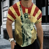 Majice za vježbanje za Dan neovisnosti za muškarce, modni Casual Top kratkih rukava s digitalnim printom zvijezda i pruga, Vintage