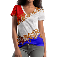 Majica 4. srpnja majice ženske ljetne majice Majice Majice za žene s izrezom u obliku slova U u obliku slova U majice kratkih rukava