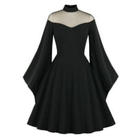 duge haljine za žene-ležerna haljina s visokim vratom s okruglim vratom, haljina s dugim rukavima, crna haljina s dugim rukavima