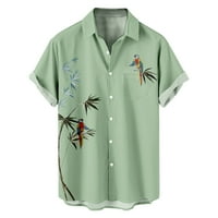 Radna bluza Muška ležerna moda s ovratnikom i printom Kratki rukav s džepovima kardigan Bluza na kopčanje košulja zelena 6