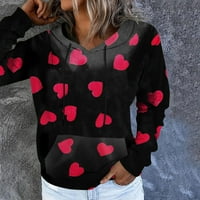 Jesenska ženska moda za slobodno vrijeme s printom za Valentinovo pulover s kapuljačom s dugim rukavima