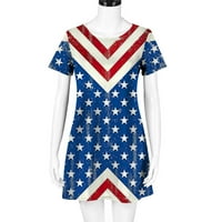 4. srpnja Patriotska ljetna haljina za žene Vintage haljina ležerna modna haljina s printom Dana neovisnosti kratkih rukava s okruglim