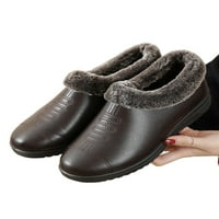 ; / Ženske lagane zimske ravne cipele bez zatvaranja radne prozračne tople Ležerne cipele s okruglim nožnim prstima u smeđoj boji